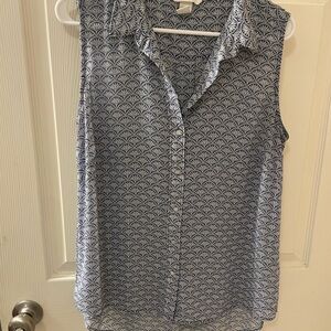 H&M Navy and White Patterned Blouse